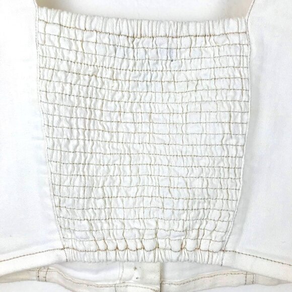 Forever 21 Off-White Button Front Denim Crop Top Size Large - Picture 2 of 6